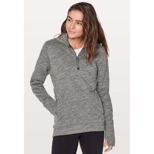 Lululemon Forever Warm Half Zip Quilted Pullover Sweater Gray Size 8